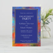 Modern Blue Gold Red Watercolor Engagement Party Einladung (Stehend Vorderseite)