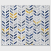 Modern Blue Gold Zickzack Kunstmalerei Geschenkpapier (Flach)