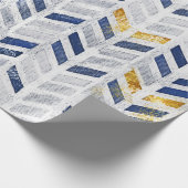 Modern Blue Gold Zickzack Kunstmalerei Geschenkpapier (Ecke)