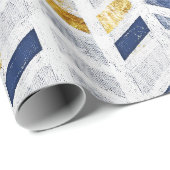 Modern Blue Gold Zickzack Kunstmalerei Geschenkpapier (Rolleneckpunkt)