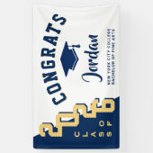 Modern Blue Golden Graduation class of 2023 Party Banner (Vertikal)