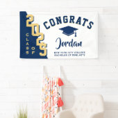 Modern Blue Golden Graduation class of 2023 Party Banner (Insitu)