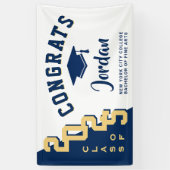 Modern Blue Golden Graduation class of 2023 Party Banner (Vertikal)