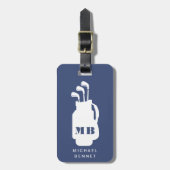 Modern Blue Golf Sport Monogram Gepäckanhänger (Vorderseite vertikal)