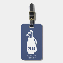 Modern Blue Golf Sport Monogram Gepäckanhänger