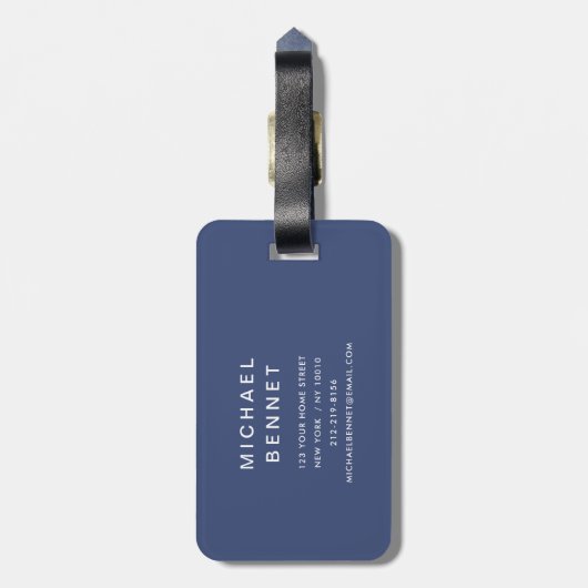 Modern Blue Golf Sport Monogram Gepäckanhänger (Rückseite vertikal)