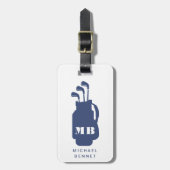 Modern Blue Golf Sport Monogram Gepäckanhänger (Vorderseite vertikal)