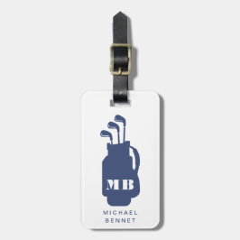 Modern Blue Golf Sport Monogram Gepäckanhänger