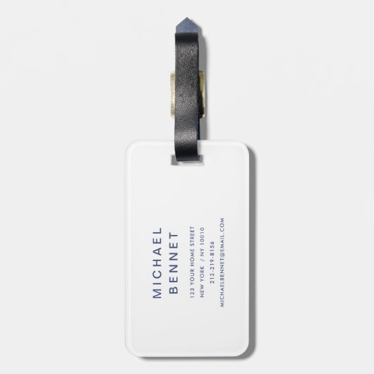 Modern Blue Golf Sport Monogram Gepäckanhänger (Rückseite vertikal)