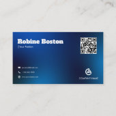 Modern Blue Gradient Business Card with QR Code Visitenkarte (Vorderseite)