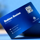 Modern Blue Gradient Business Card with QR Code Visitenkarte