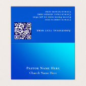 Modern Blue Gradient Custom Text QR Code Pastor Visitenkarten (Außenseite Aufgefaltet)