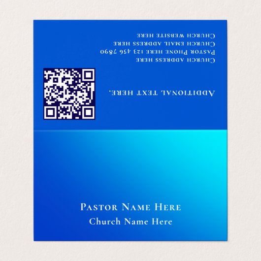 Modern Blue Gradient Custom Text QR Code Pastor Visitenkarten (Außenseite Aufgefaltet)
