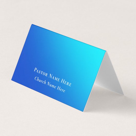 Modern Blue Gradient Custom Text QR Code Pastor Visitenkarten (Vorderseite)