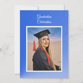 Modern Blue Gradient Grad Party Invitation - photo Einladung