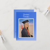 Modern Blue Gradient Grad Party Invite Enclosure Karte (Vorderseite/Rückseite Beispiel)
