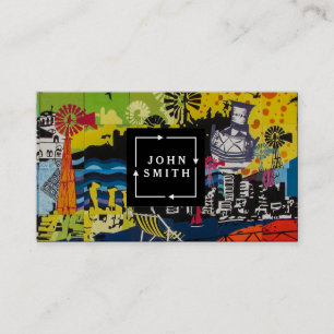 Modern Blue Graffiti Cooles Abstraktes Kunstmuseum Visitenkarte