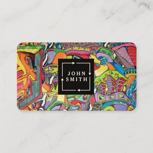 Modern Blue Graffiti Cooles Abstraktes Kunstmuseum Visitenkarte (Vorderseite)