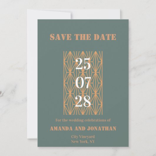 Modern Blue Gray and Terracotta Save the Date Card Einladung (Vorderseite)