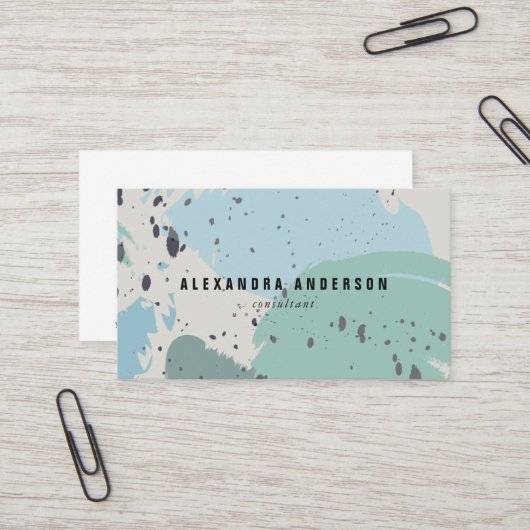 Modern Blue Gray Brush Schlaganfall Business Card Visitenkarte (Vorderseite/Rückseite Beispiel)