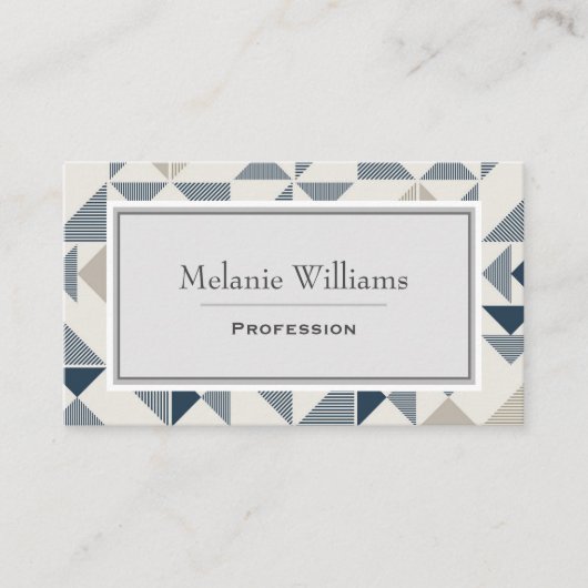 Modern Blue Gray Geometric Mosaic Muster Visitenkarte (Vorderseite)