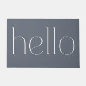 Modern Blue Gray Hand Scripting Hallo Willkommen Fußmatte (Vorderseite)