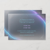 Modern Blue Gray Purple Electric Neon Glow Wedding Begleitkarte (Vorne/Hinten)