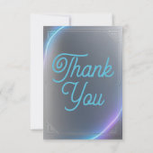 Modern Blue Gray Purple Electric Neon Glow Wedding Dankeskarte (Rückseite)