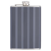 Modern Blue Gray Streifen Flachmann (Vorderseite)