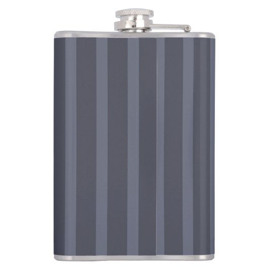 Modern Blue Gray Streifen Flachmann (Rückseite)