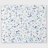 Modern Blue Gray Terrazzo Muster Geschenkpapier (Flach)
