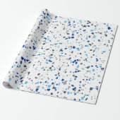 Modern Blue Gray Terrazzo Muster Geschenkpapier (Ungerollt)