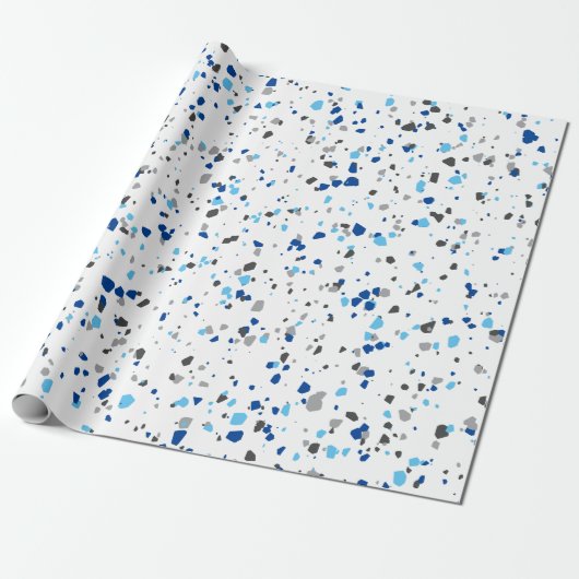 Modern Blue Gray Terrazzo Muster Geschenkpapier (Ungerollt)