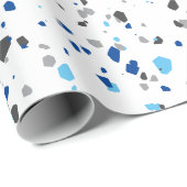 Modern Blue Gray Terrazzo Muster Geschenkpapier (Rolleneckpunkt)