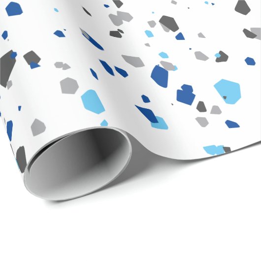 Modern Blue Gray Terrazzo Muster Geschenkpapier (Rolleneckpunkt)