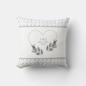 Modern Blue Gray Wedding Couple Initials Year Kissen (Vorderseite)