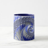Modern Blue Gray White Spiral Fraktal Tasse (Zentrum)