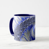 Modern Blue Gray White Spiral Fraktal Tasse (Vorderseite Links)