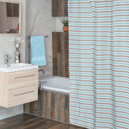 Modern Blue Gray Zickzack Duschvorhang