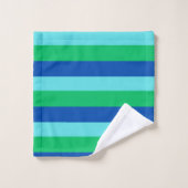 Modern Blue Green and Azure Striped Towel Set (Waschlappen)