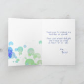 Modern Blue Green Bubbles Kinder Foto Geburtstag Dankeskarte (Innenseite)