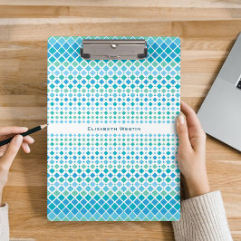 Modern Blue Green Diamond Muster Clipboard Klemmbrett