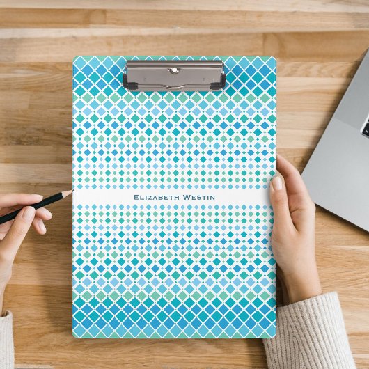Modern Blue Green Diamond Muster Clipboard Klemmbrett