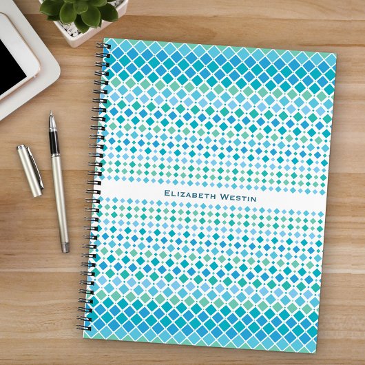 Modern Blue Green Diamond Muster Spiral Notebook Notizblock
