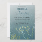 Modern Blue Green Foliage Bridal Dusche Einladung (Vorderseite)