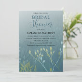 Modern Blue Green Foliage Bridal Dusche Einladung (Stehend Vorderseite)
