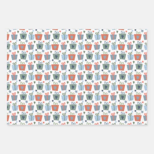 Modern Blue Green Frohe Weihnachtsgeschenk Muster Geschenkpapier Set (Vorderseite)