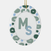Modern Blue Green Pattername Aftername Monogram Keramik Ornament (Rechts)