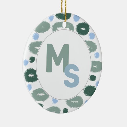 Modern Blue Green Pattername Aftername Monogram Keramik Ornament (Rechts)