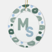 Modern Blue Green Pattername Aftername Monogram Keramik Ornament (Links)